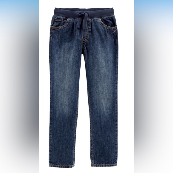 Carter’s Boys size 5T blue jeans, comfortable drawstring waist, w/fade accents. - Picture 6 of 6